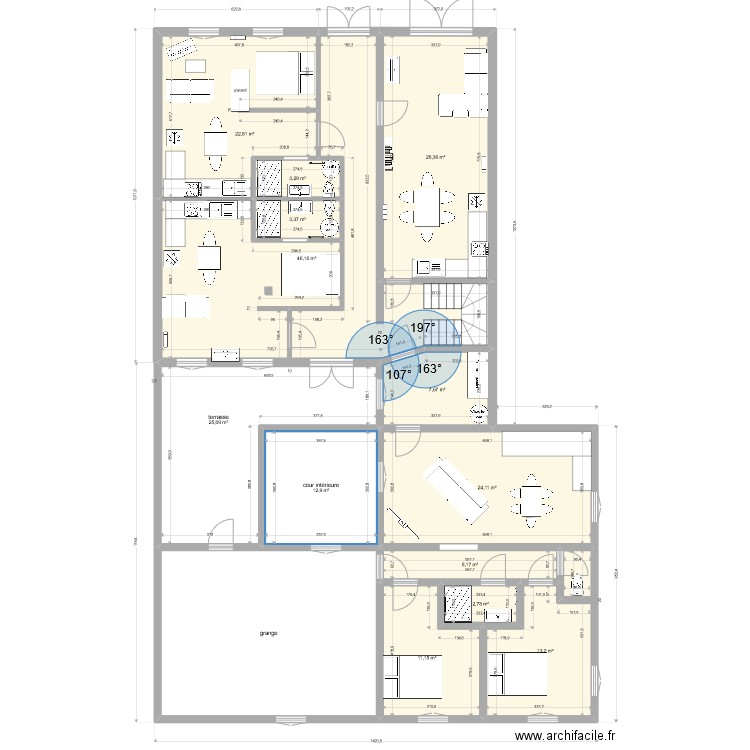 maison dunes v2. Plan de 14 pièces et 241 m2