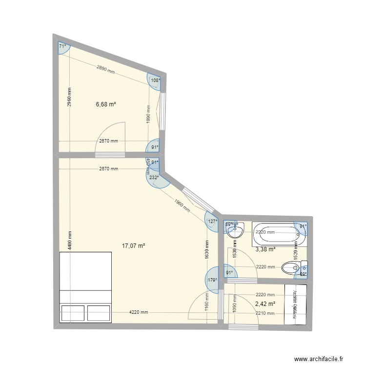 ECOLES. Plan de 4 pièces et 30 m2