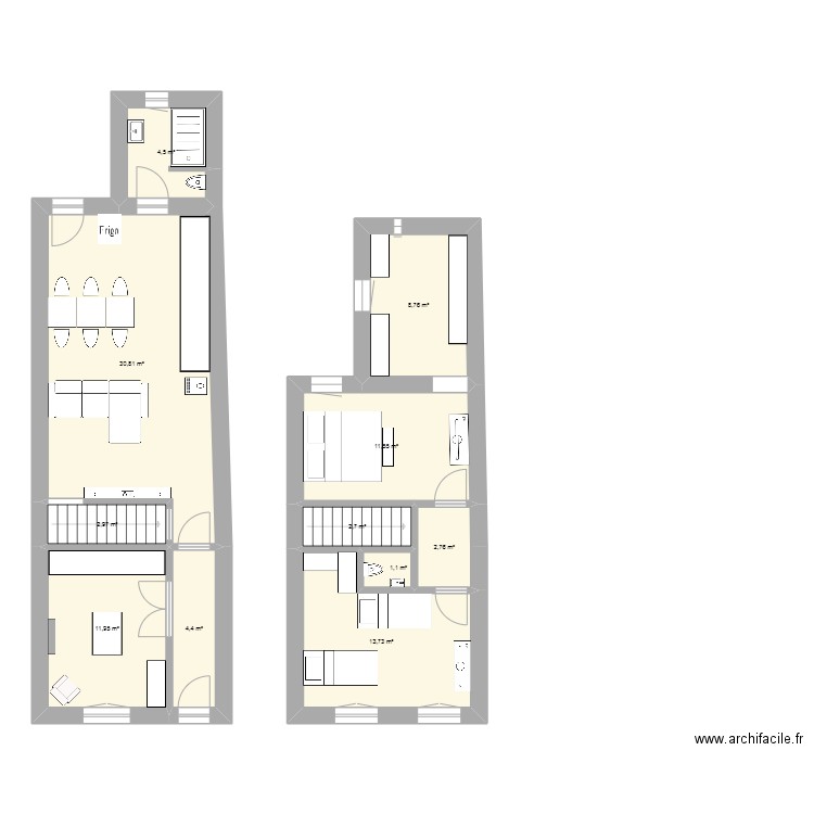 Romsée 1. Plan de 11 pièces et 95 m2