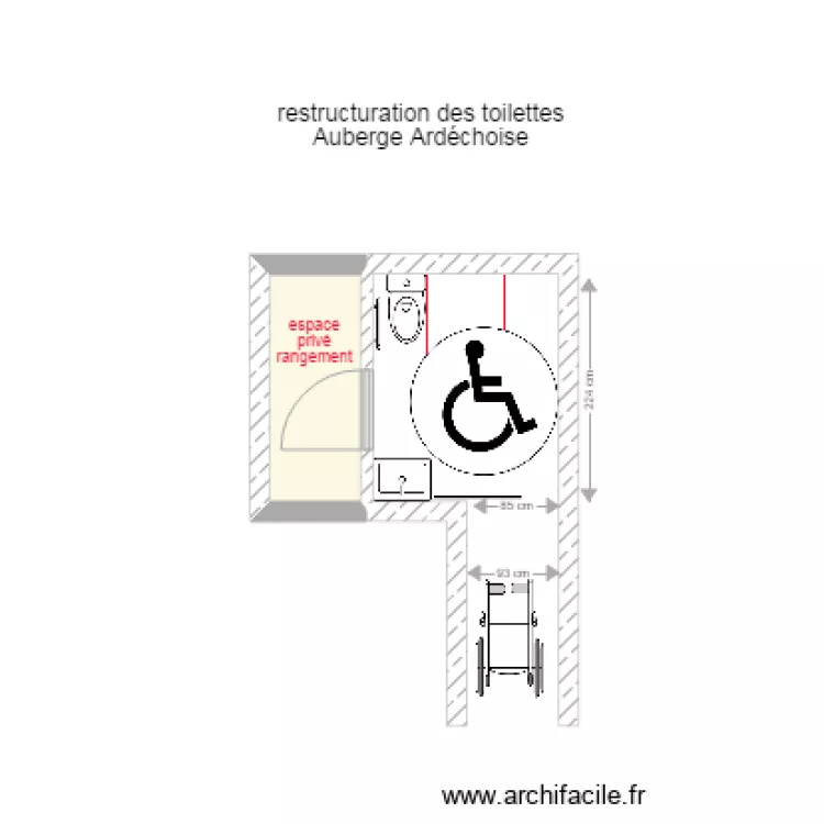 AUBERGE ARDECHOISE TOILETTES. Plan de 