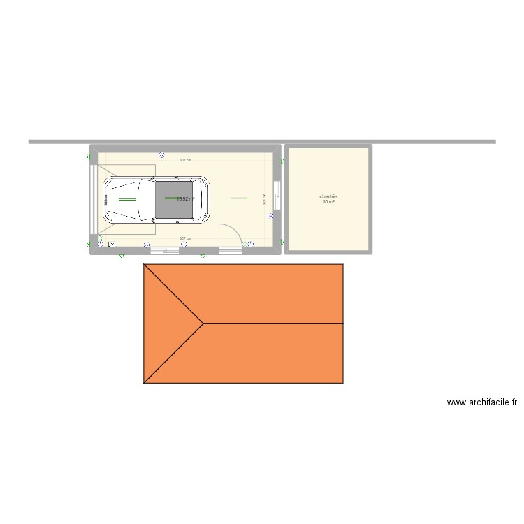 garage 20m². Plan de 2 pièces et 30 m2