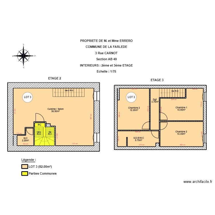 ERRERO R+2 ET 3. Plan de 11 pièces et 89 m2