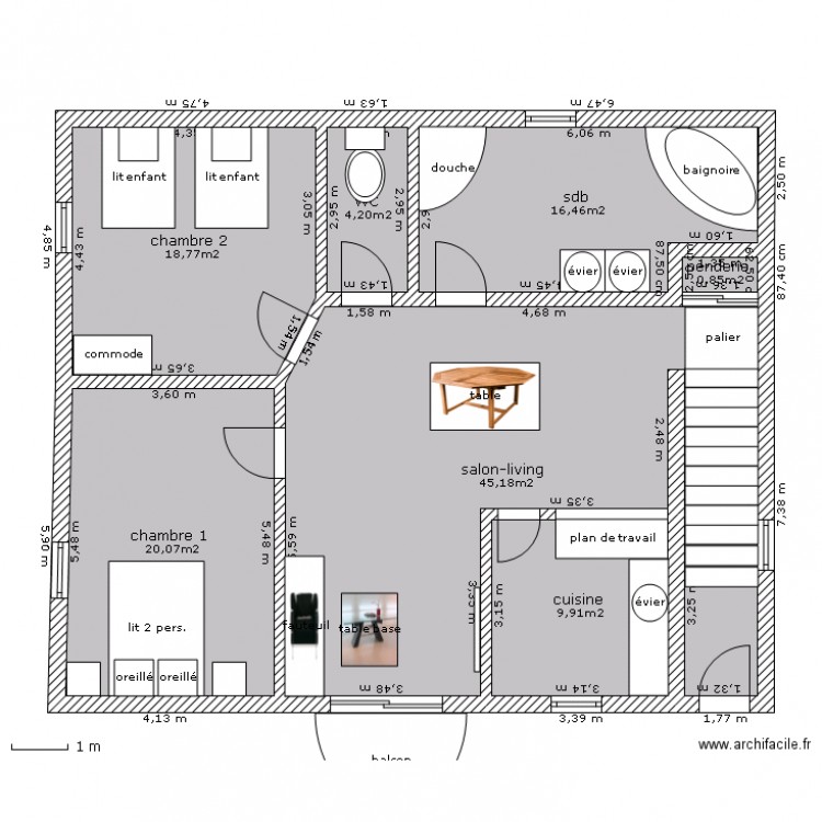 appartement niveau 1 piscine creusée couverte. Plan de 0 pièce et 0 m2