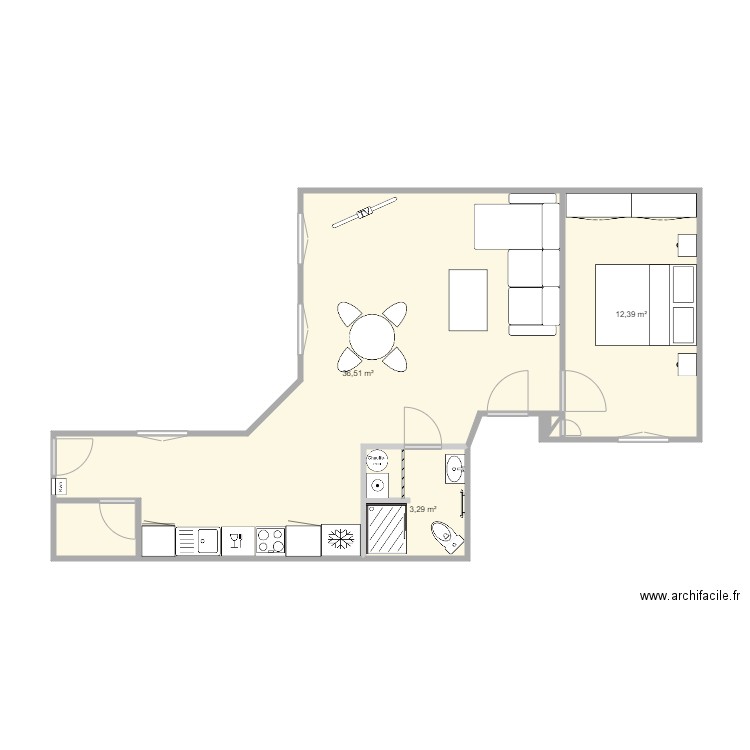 34 St Honoré  4eme D. Plan de 7 pièces et 55 m2