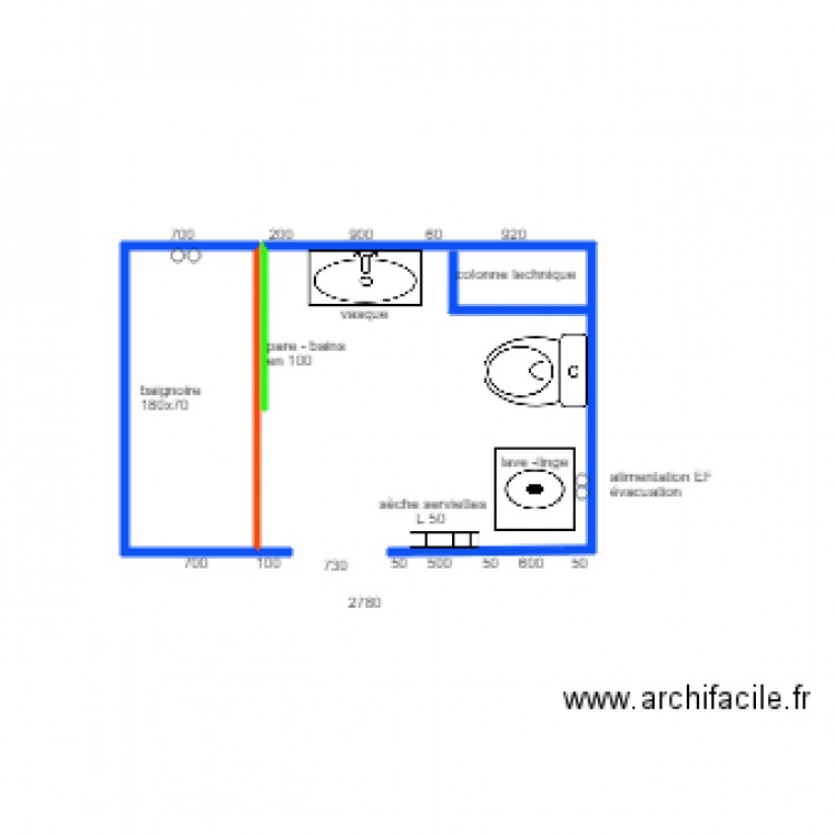 SDB DS. Plan de 0 pièce et 0 m2