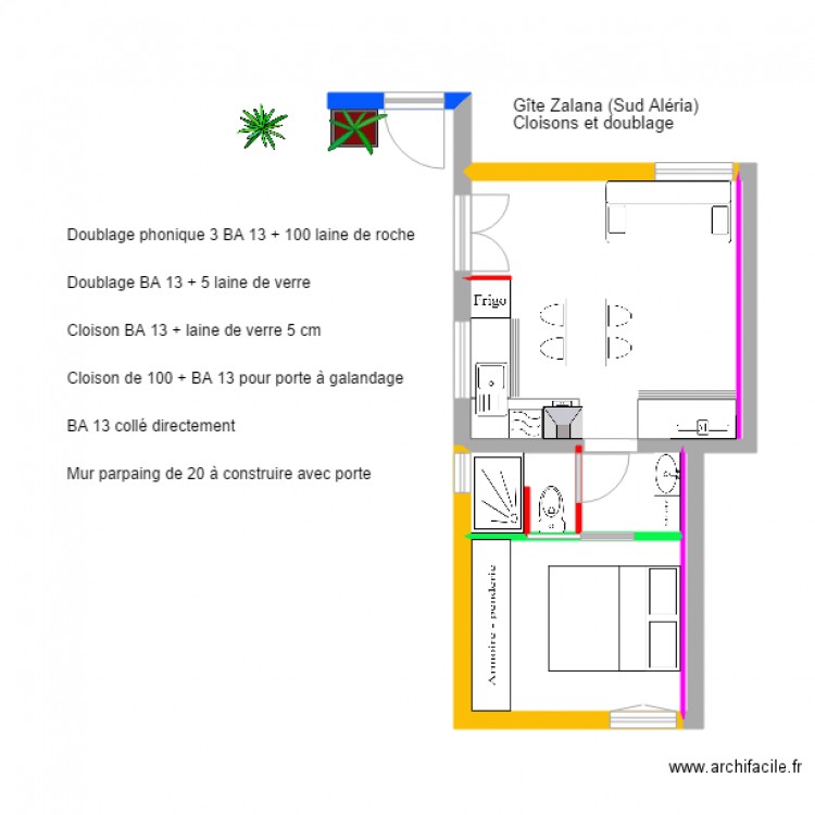 Gîtes Zalana doublage. Plan de 0 pièce et 0 m2