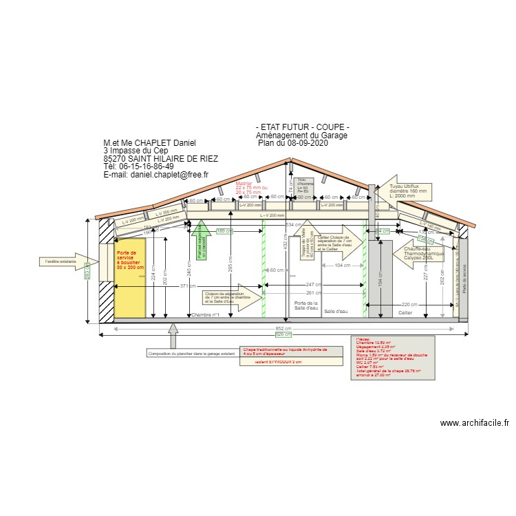 Etat Futur Aménagement du garage Coupe C C . Plan de 0 pièce et 0 m2