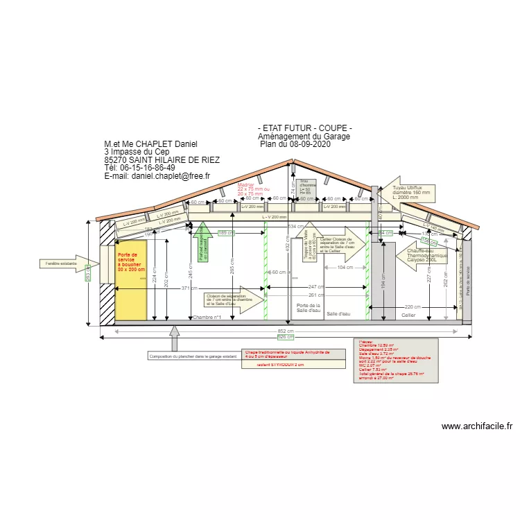 Etat Futur Am&eacute;nagement du garage Coupe C C . Plan de 