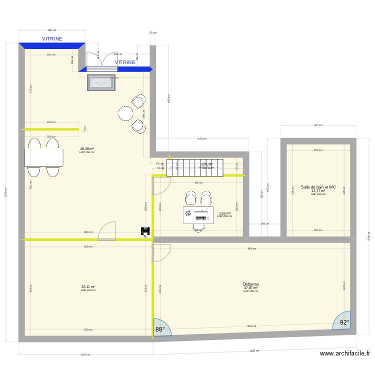 Mon local 2 V2. Plan de 6 pièces et 139 m2