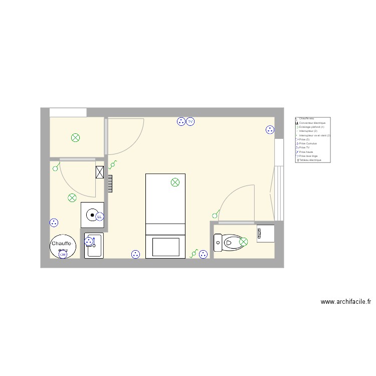 drilholle plan elec. Plan de 4 pièces et 15 m2