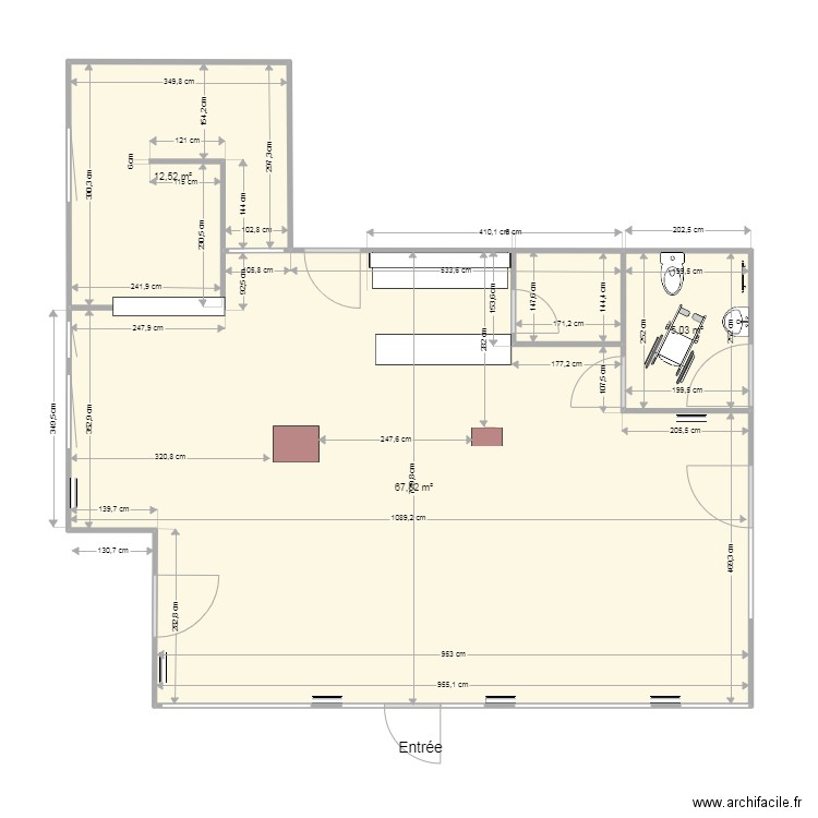 Ti-ZEF 5. Plan de 3 pièces et 85 m2