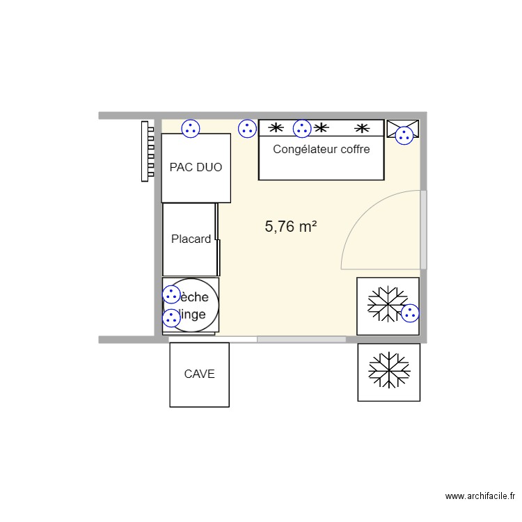 2021 10 03 Cellier v3. Plan de 1 pièce et 6 m2