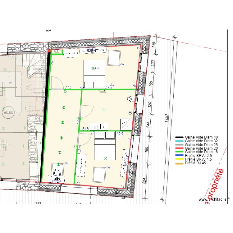 Sandra et Max base vierge Etage. Plan de 11 pièces et 182 m2