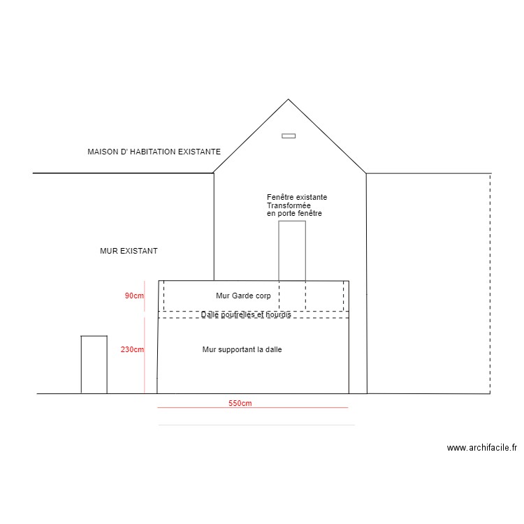 Terrasse vue Sud ouest V2. Plan de 0 pièce et 0 m2