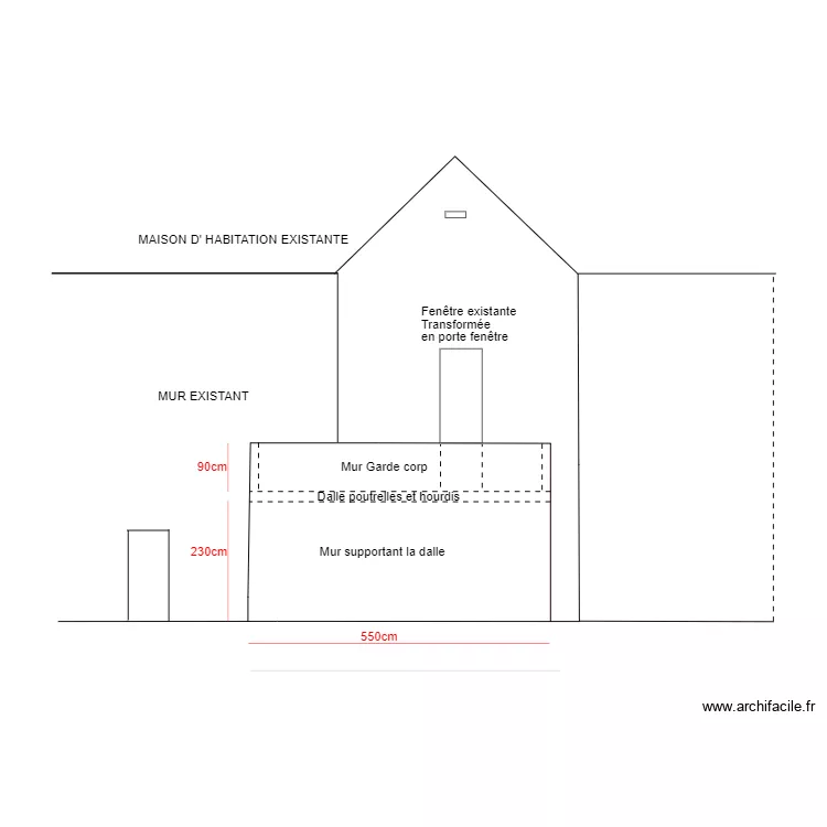 Terrasse vue Sud ouest V2. Plan de 