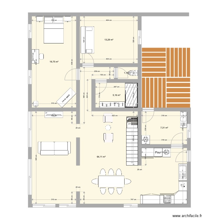 Plan maison rez de chaussée. Plan de 6 pièces et 111 m2