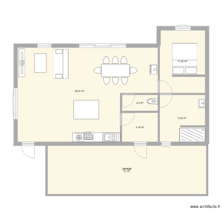 plan maison 2. Plan de 6 pièces et 103 m2