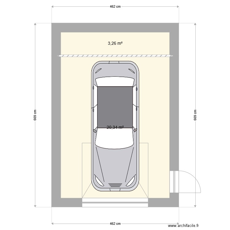 Garage maison. Plan de 2 pièces et 24 m2