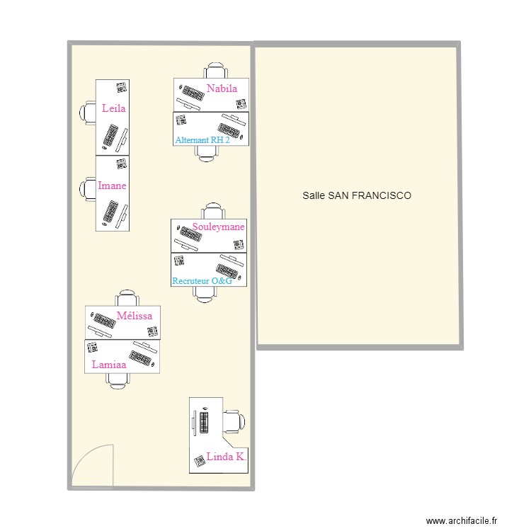 Open Space Pôle TALENT. Plan de 2 pièces et 78 m2