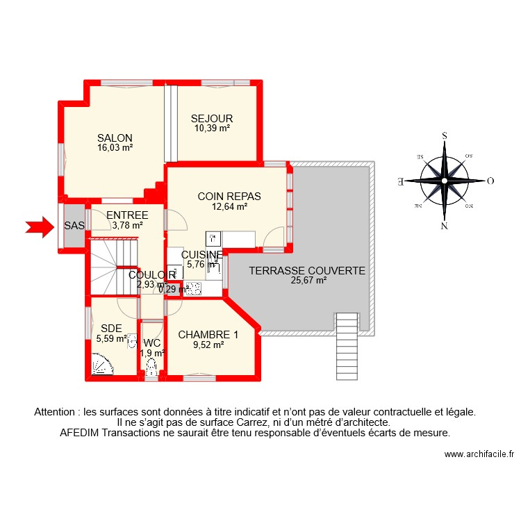 BI 10831 RDC. Plan de 17 pièces et 100 m2