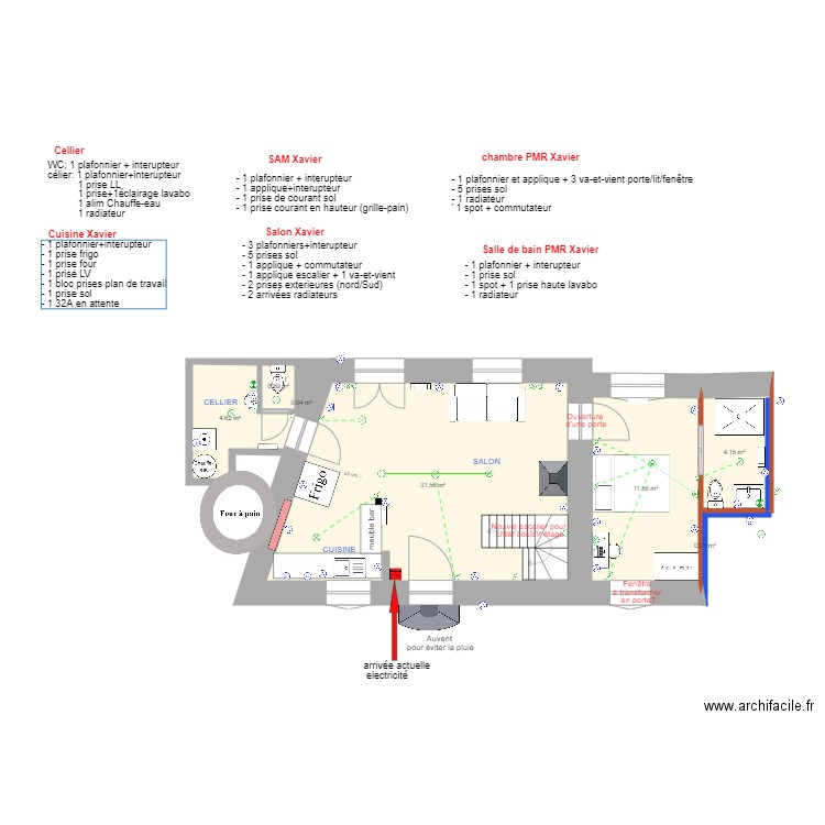 électicité RDC Xav. Plan de 0 pièce et 0 m2