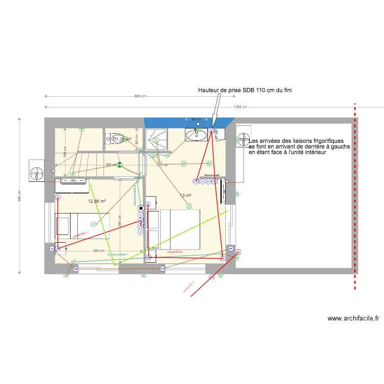 Plan modification étage. Plan de 0 pièce et 0 m2