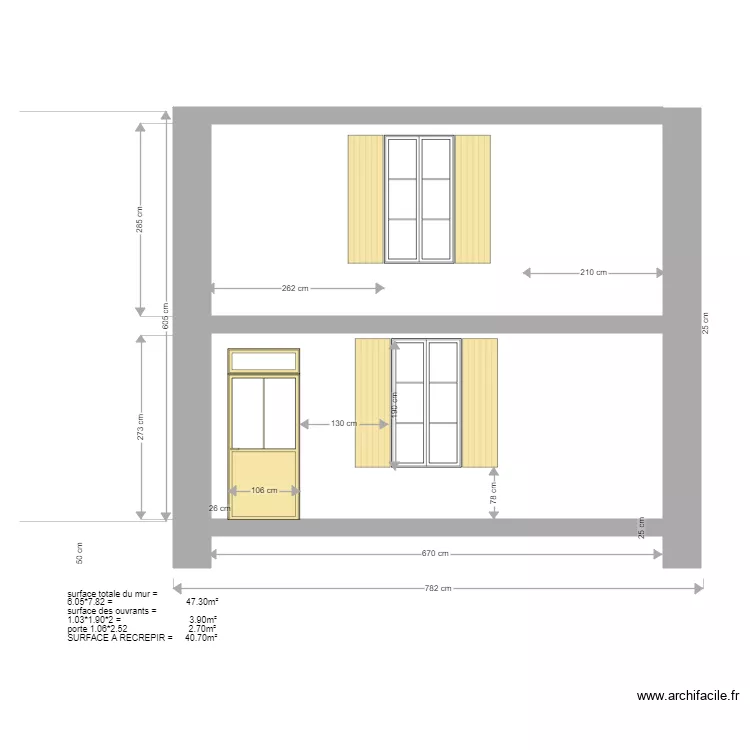 fa&ccedil;ade SUD. Plan de 