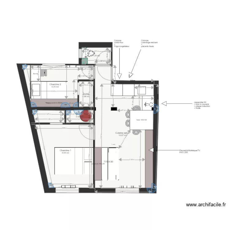 Plan projet appartement St&eacute;phanie DUBOIS V2. Plan de 
