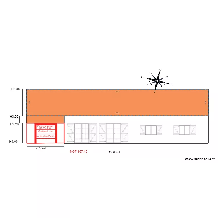 Facade SUD SV 1. Plan de 