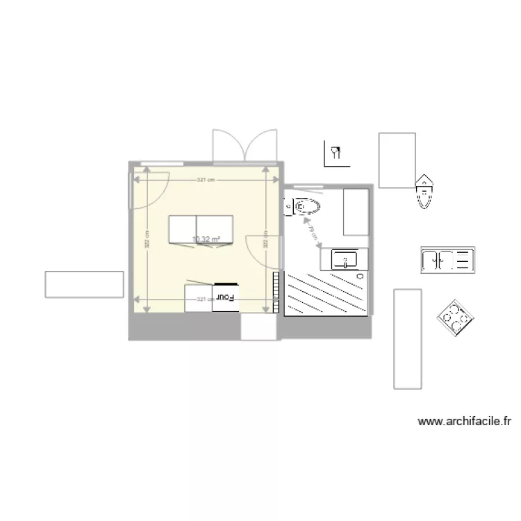 cuisine 6 isolation. Plan de 