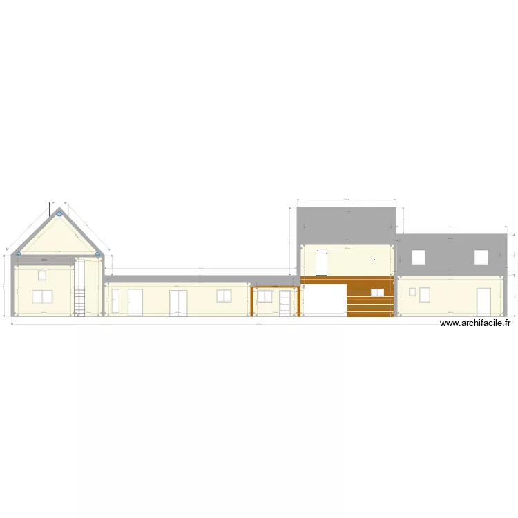 facade sud projet r&eacute;novation. Plan de 