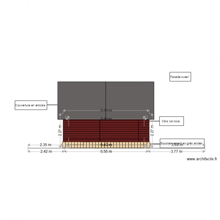 agrandissement gite n1 facade ouest 4. Plan de 0 pièce et 0 m2