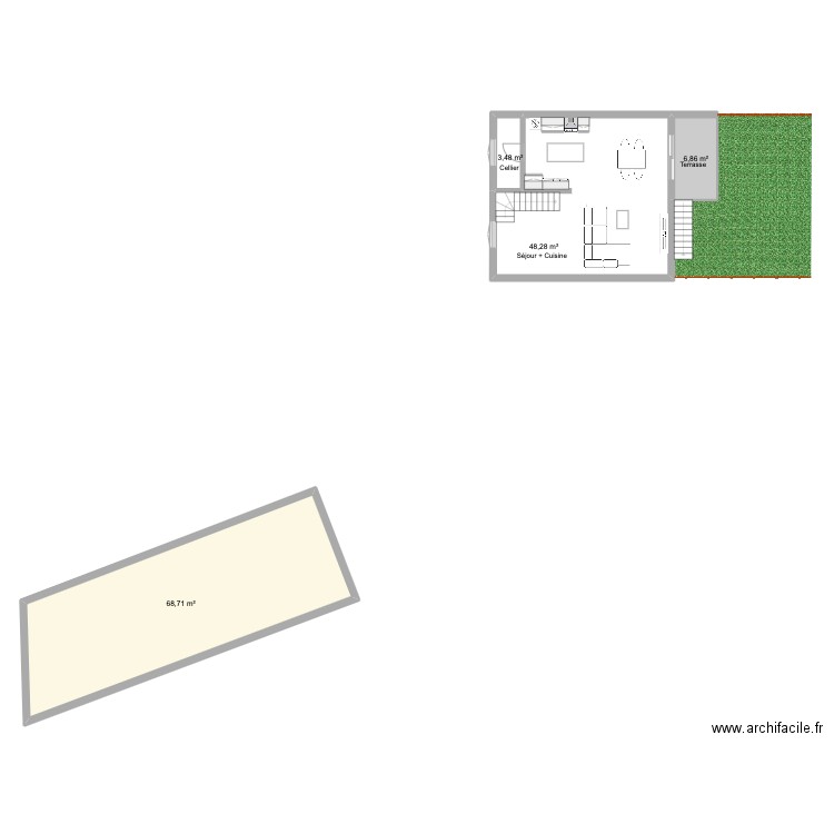 Maison Hochfelden 1er niveau bis. Plan de 4 pièces et 127 m2