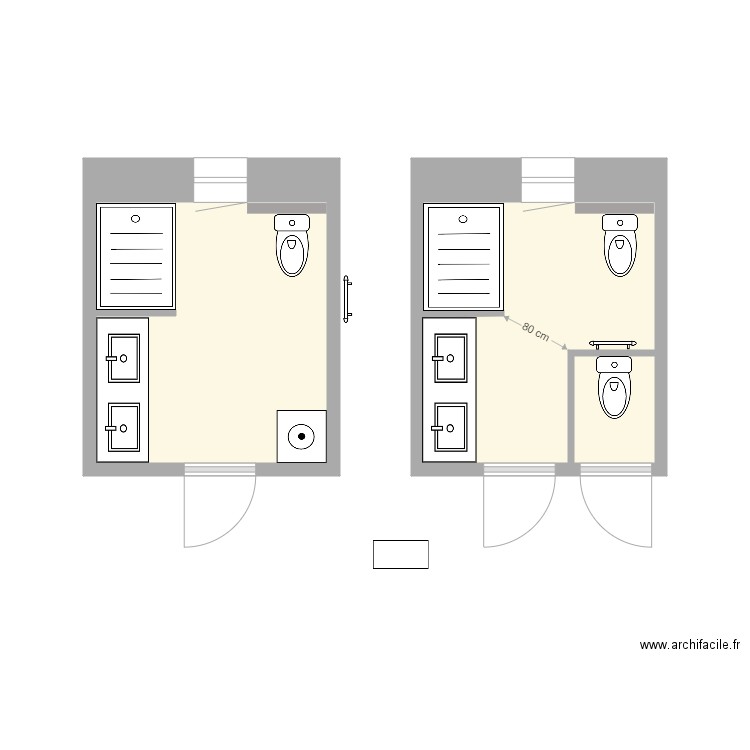 Salle de bain. Plan de 3 pièces et 15 m2