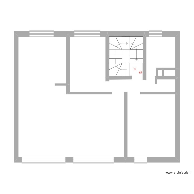 Théodore 2ème étage électricité commun implantation. Plan de 1 pièce et 68 m2