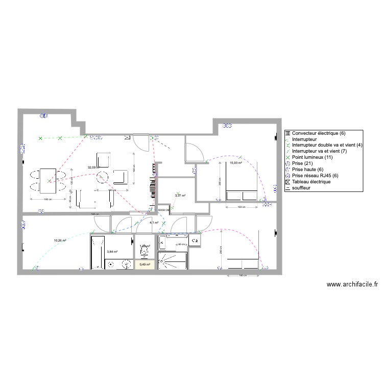 ATGIE PLAN ELECTRIQUE. Plan de 10 pièces et 88 m2