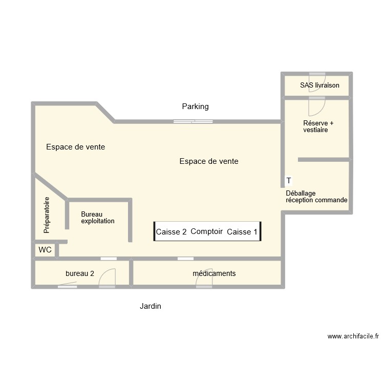 PHARMACIE DES PASSONS AUBAGNE. Plan de 4 pièces et 44 m2