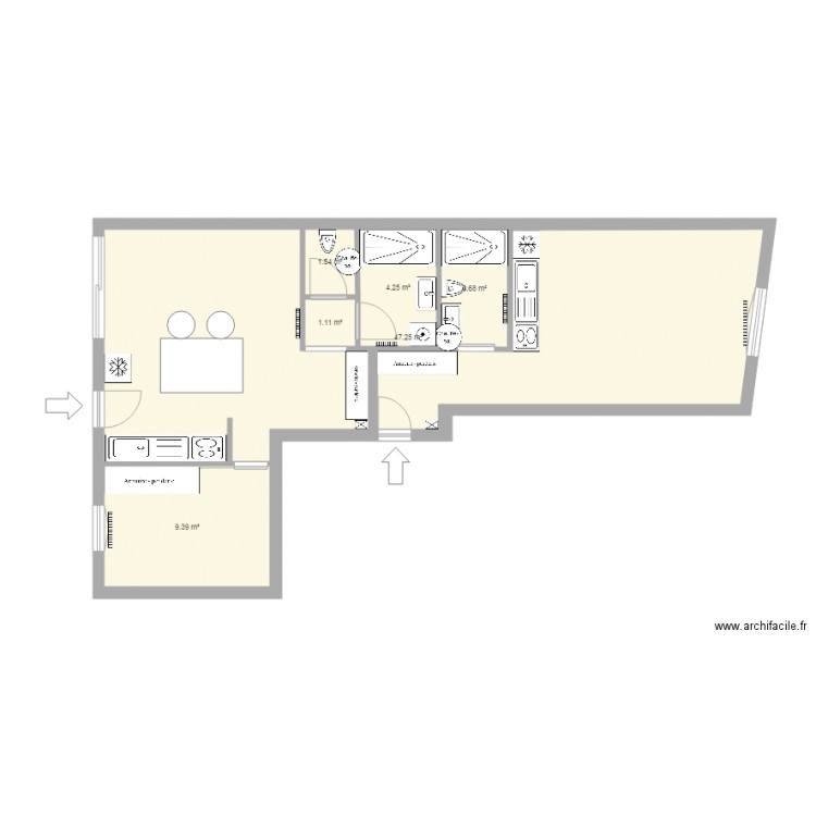 appartement divisé option terrasse. Plan de 0 pièce et 0 m2