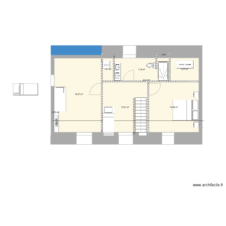 Carantec 1er Niveau petite chambre. Plan de 0 pièce et 0 m2