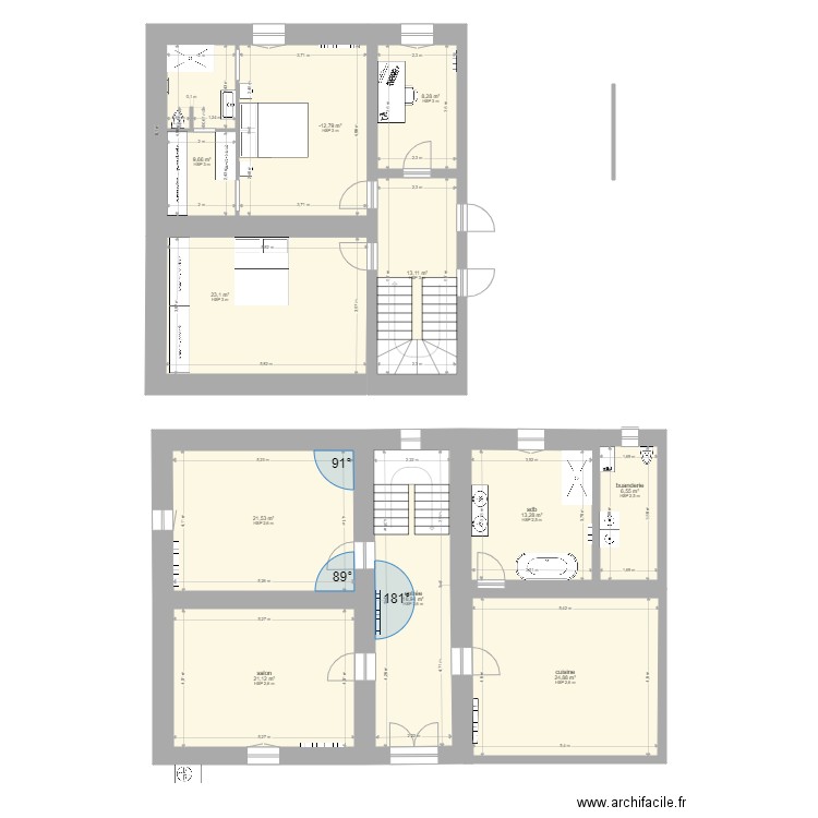 prechac. Plan de 11 pièces et 179 m2