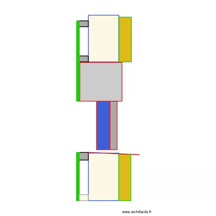 Coupe volet. Plan de 