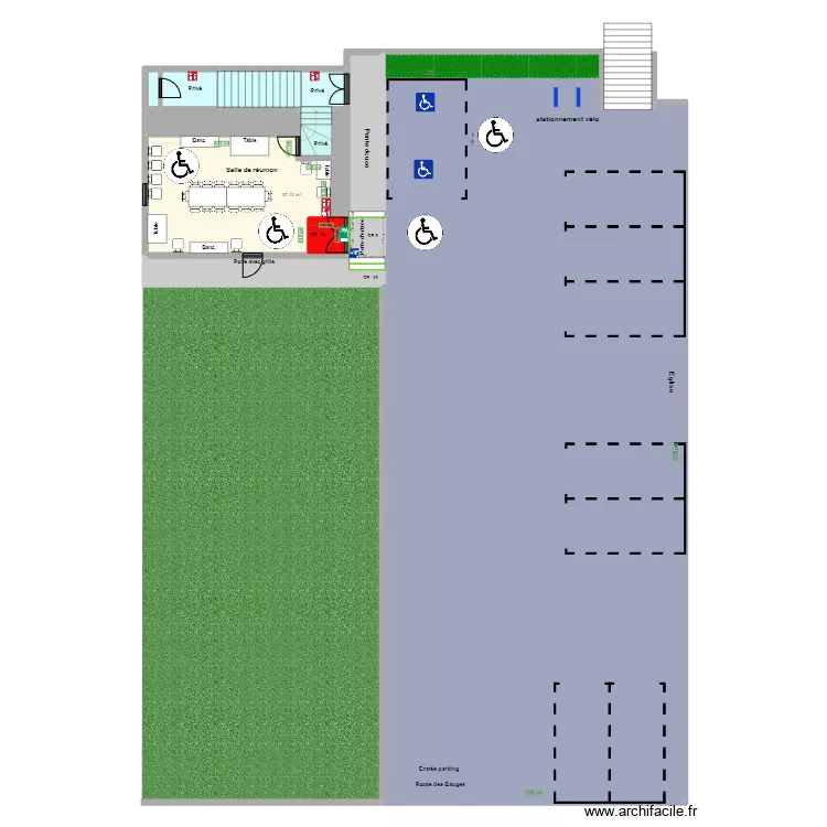 MAISON COMMUNALE Saint Jean d'Arvey Salle de r&eacute;union apr&egrave;s am&eacute;nagement + PARKING. Plan de 