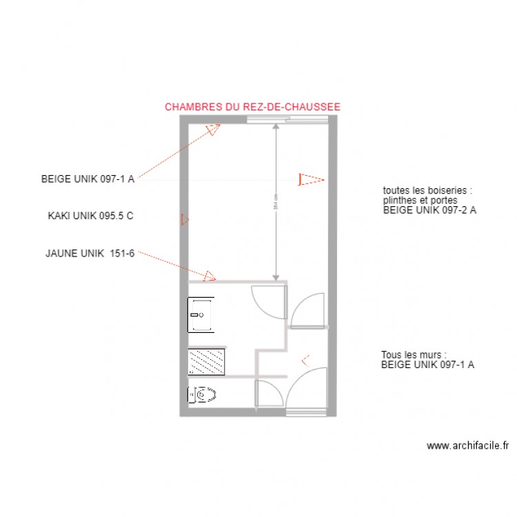 PEINTURES CHAMBRES DU RDC. Plan de 0 pièce et 0 m2