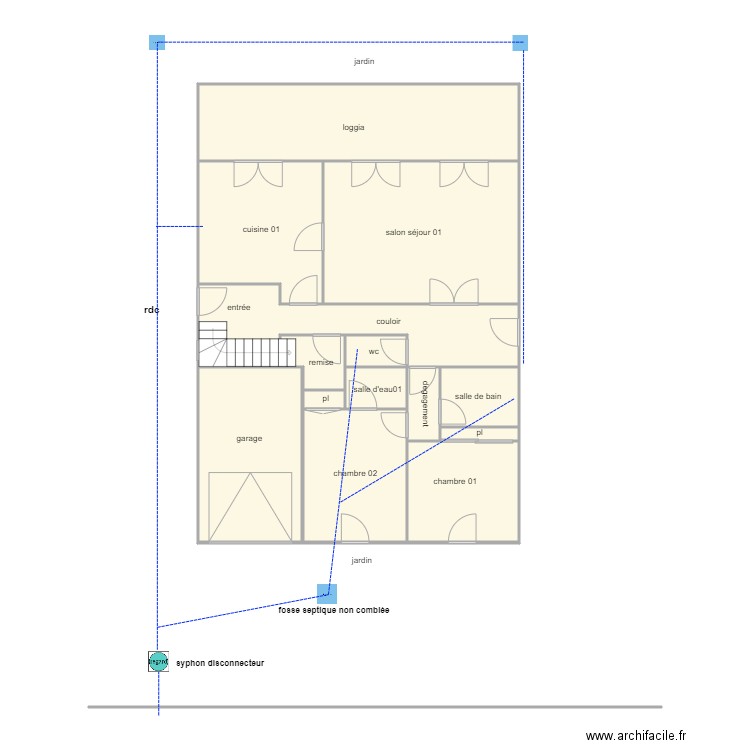 assad ass rdc. Plan de 14 pièces et 119 m2