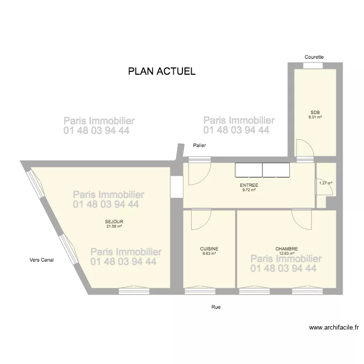 95 QUAI DE VALMY. Plan de 