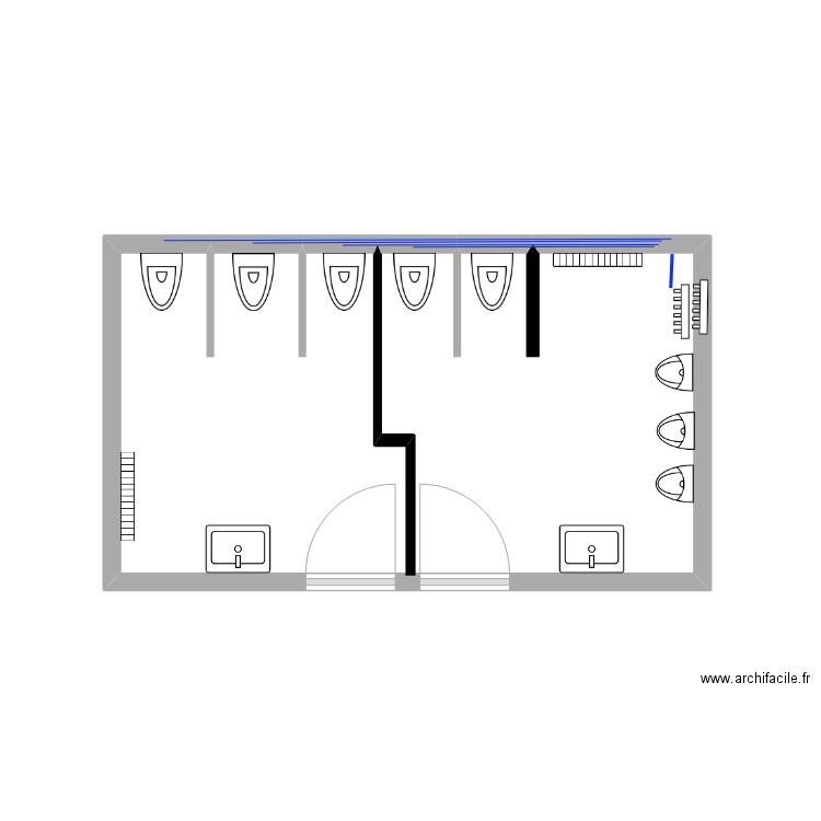 plomberie ecole. Plan de 1 pièce et 14 m2