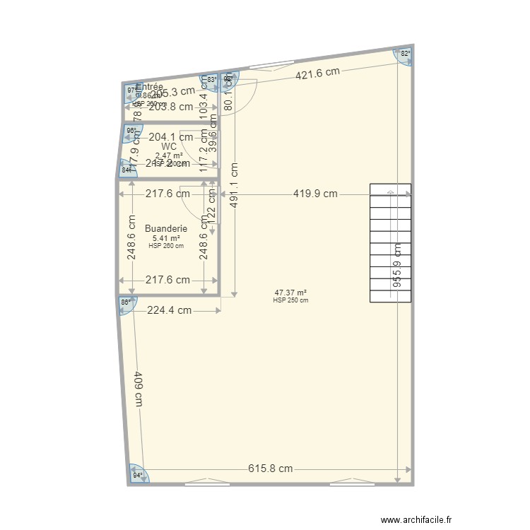 Marie jerome V2 cotes etage 1. Plan de 4 pièces et 57 m2