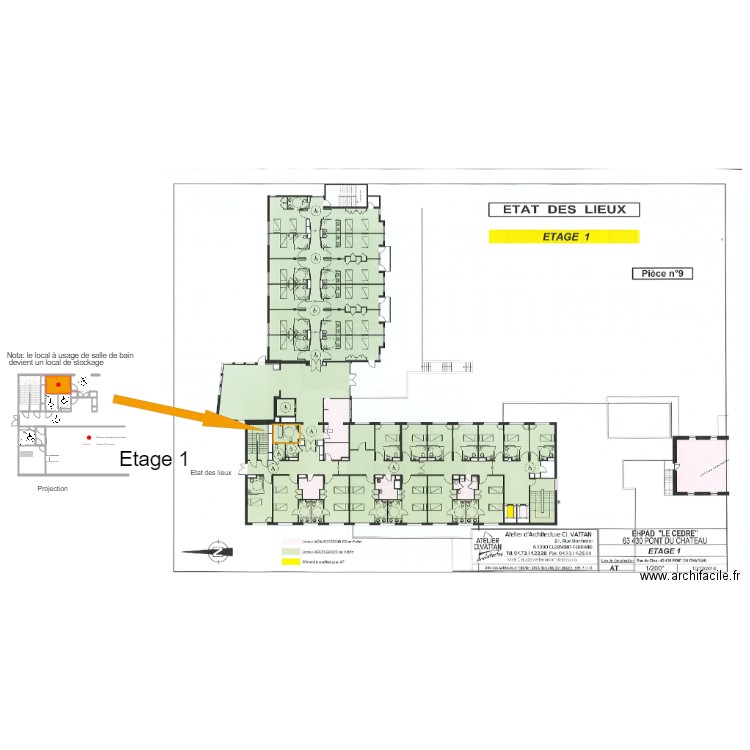 le cèdre étage 1. Plan de 15 pièces et 48 m2