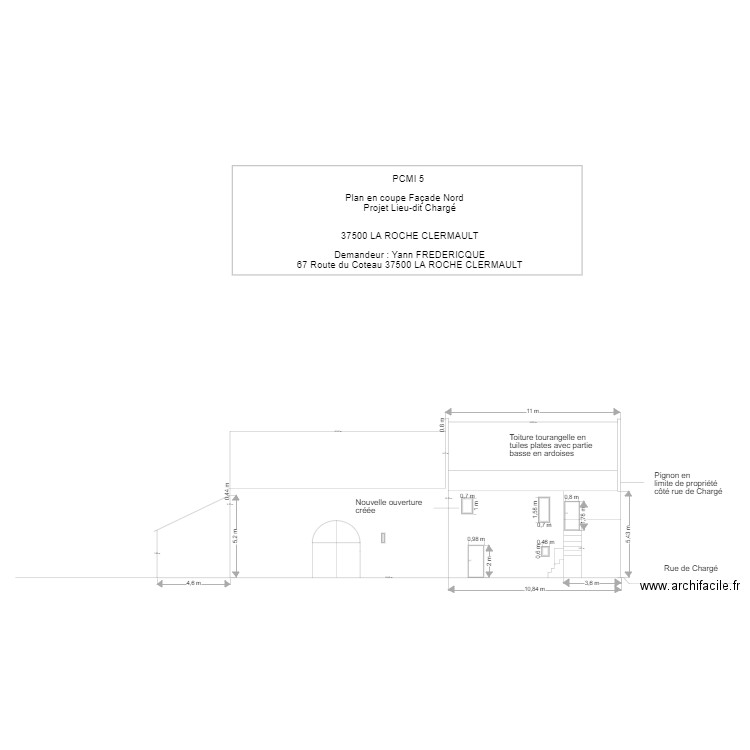 façade nord. Plan de 0 pièce et 0 m2