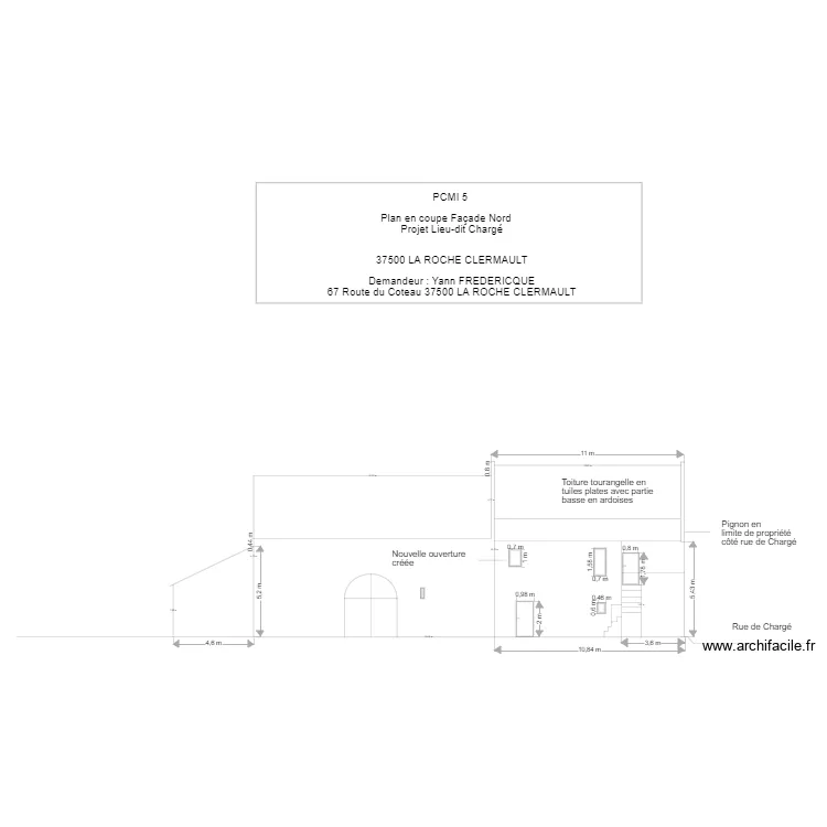 fa&ccedil;ade nord. Plan de 